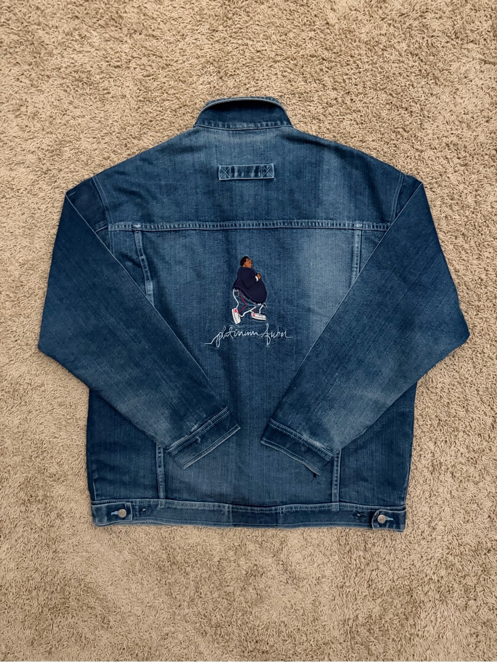 Vintage FUBU Platinum Jean Jacket Mens XL Blue Denim Fat Albert Y2K Hip Hop